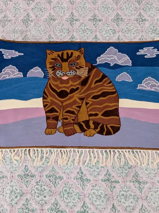 Sher Khan Pattern Wall Hanging from Kashmir - Stylish Woolen Chain Stitch Embroidery (3x2 ft)