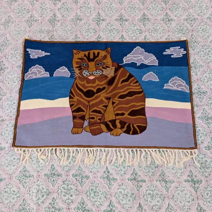 Sher Khan Pattern Wall Hanging from Kashmir - Stylish Woolen Chain Stitch Embroidery (3x2 ft)