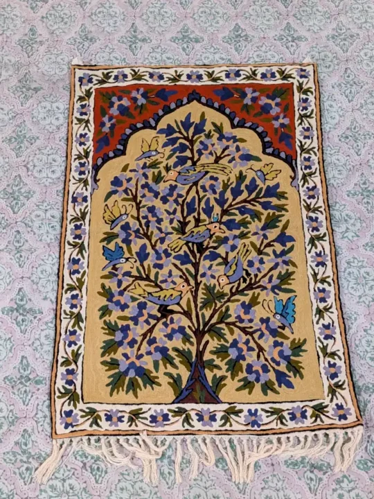 Kashmiri Tree of Life Art Wall Hanging – Handcrafted Woolen Chain Stitch Work (3x2 ft)