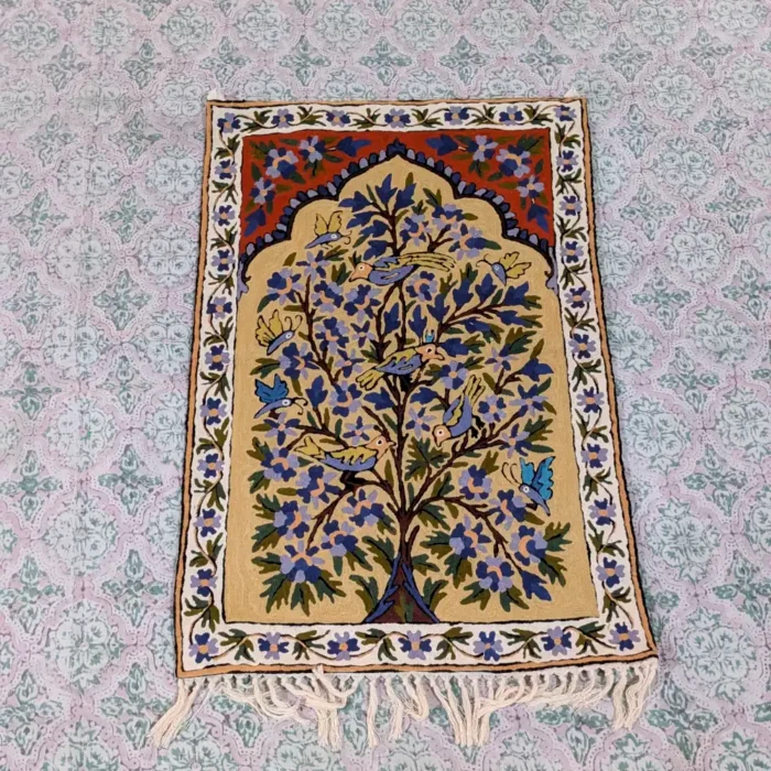 Kashmiri Tree of Life Art Wall Hanging – Handcrafted Woolen Chain Stitch Work (3x2 ft)