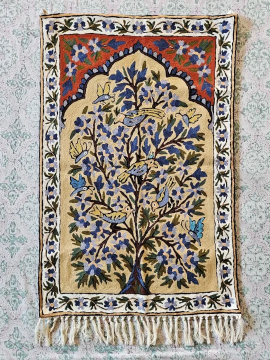 Kashmiri Tree of Life Art Wall Hanging – Handcrafted Chain Stitch Work (3x2 ft)