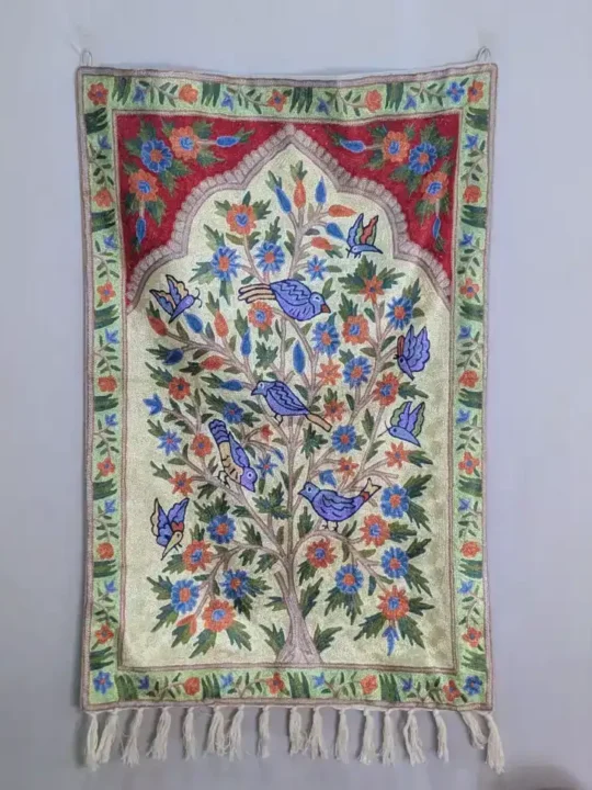 Graceful Birds and Tree Motif Dusoot Cotton Chain Stitch Wall Hanging