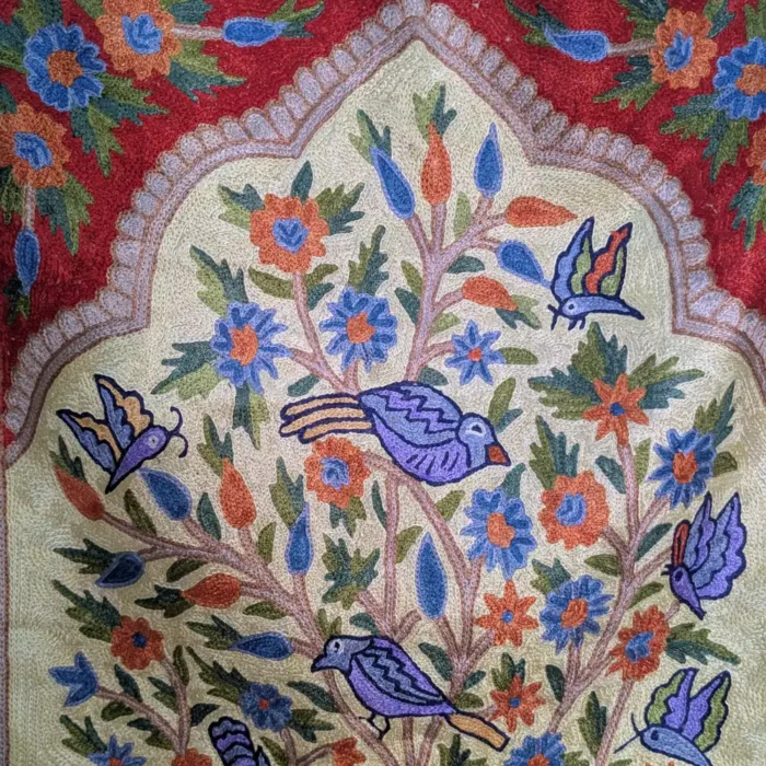 Graceful Birds and Tree Motif Dusoot Cotton Chain Stitch Wall Hanging - Image 2