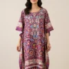 Purple Kalamkari Pattern Kaftan Dress from Kashmir - Nowhatta Collection