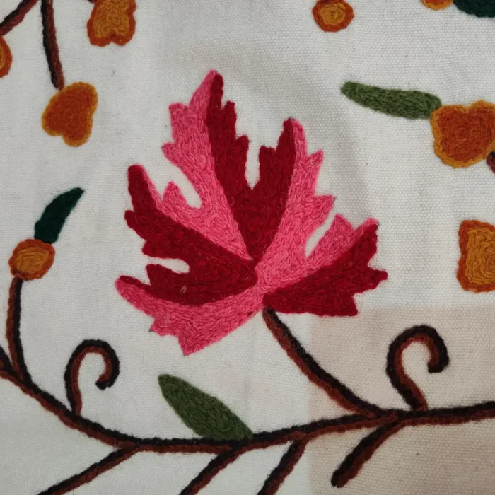 Blue Purple Leaf Handmade Crewel Curtain Including Lining and Rings - Image 10