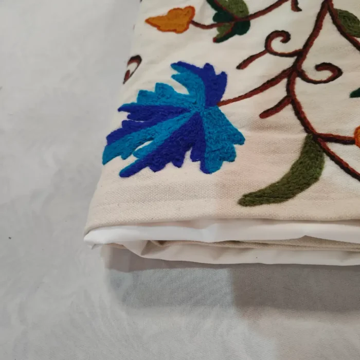 Blue Purple Leaf Handmade Crewel Curtain Including Lining and Rings - Image 11