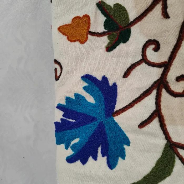Blue Purple Leaf Handmade Crewel Curtain Including Lining and Rings - Image 12