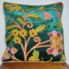 Green Velvet Cushion Cover With Crewel Embroidery from Kashmir