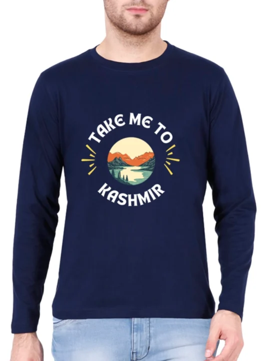 Take Me To Kashmir Navy Blue Full Sleeve T-Shirt