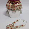 Royal Red Kasaba | Kashmiri Bridal Cap with Traditional Jewelry