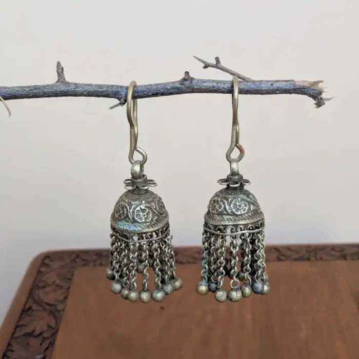 Kashmiri Vintage Jhumka | Traditional Dome-Shaped Earrings with Ethnic Detailing