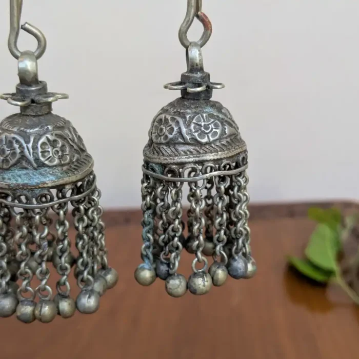 Kashmiri Vintage Jhumka | Traditional Dome-Shaped Earrings with Ethnic Detailing - Image 2
