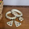 Handmade Paper Mache Jewelry Set - White | Circle Earrings, Rings, and Bangles