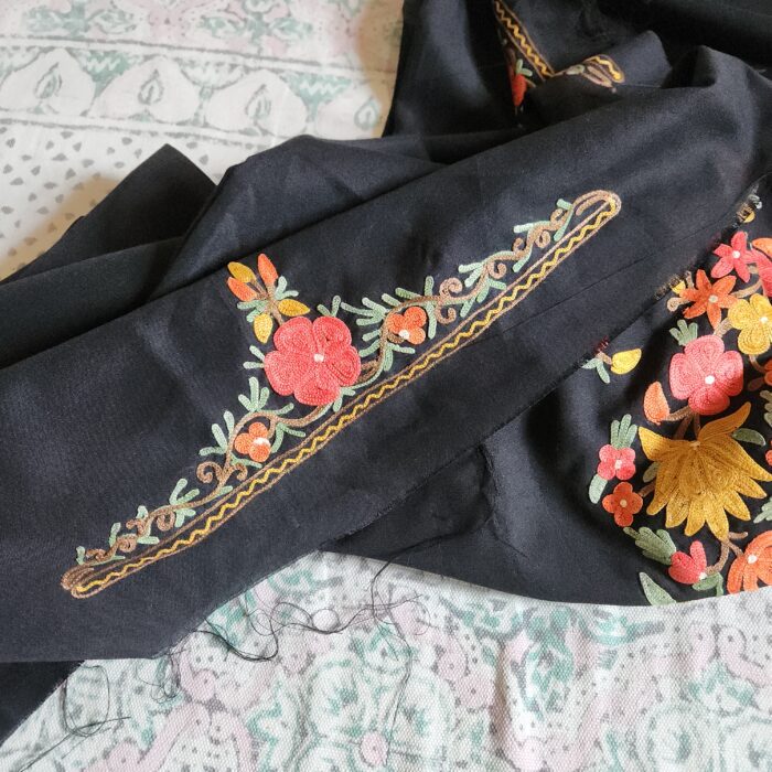 Black 2PC Summer Cool Unstitched Fabric with Kashmiri Aari Embroidery - Zikrejaan Collection - Image 4