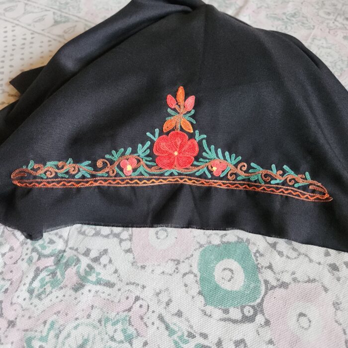 Kashmiri 2PC Summer Cool Black Unstitched Fabric with Aari Embroidery - Zikrejaan Collection - Image 4
