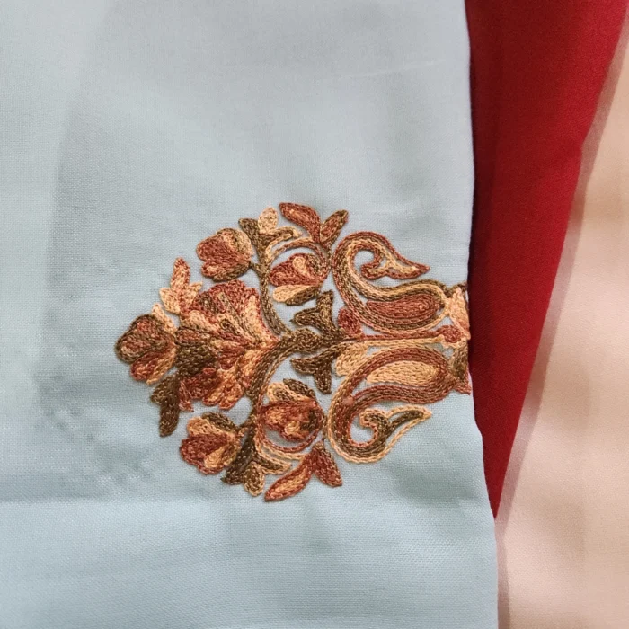 Kashmiri Sky Blue 2pc Aari Suit in Summer Cool Fabric | Dal Jheel Collection - Image 4