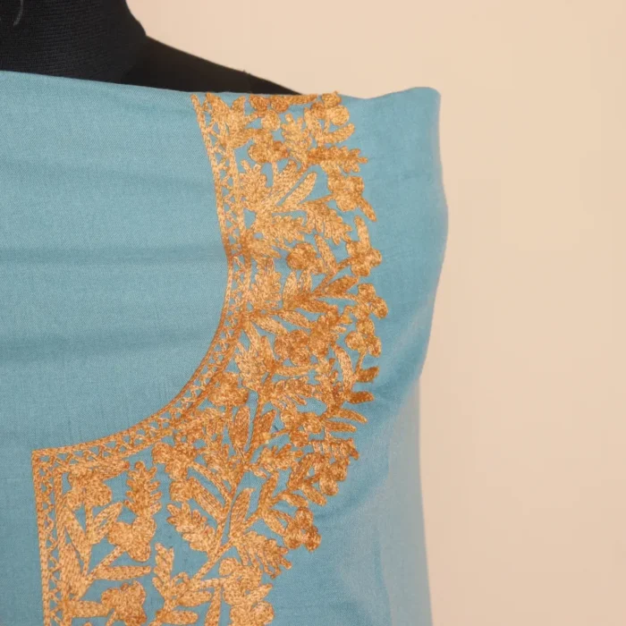 Kashmiri Sky Blue 2pc Aari Suit in Summer Cool Fabric | Dal Jheel Collection - Image 3