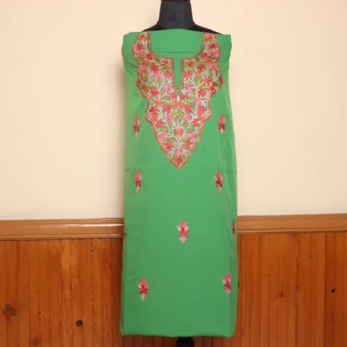 2pc Elegant Green Color Aari Embroidered Crepe Suit | Dal Jheel Collection