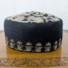 Black Boni-Chakal Toosha Cap with Traditional Aari Embroidery