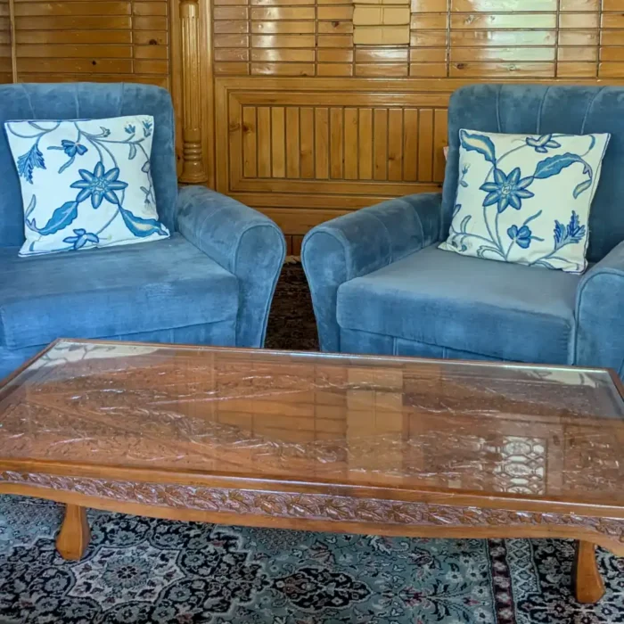 Blue Shaakh Hand Embroidered Crewel Cushion Cover 16*16 | Set of 2 - Image 2
