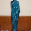 Blue Kashmiri Saree In Crepe With Aari Embroidery