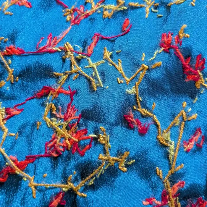 Blue Hand Sozni Paper Machie Work Kashmiri Saree - Image 8