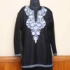 Kashmiri Short Ruby Cotton Black Kurti with Aari Details | Pahalgam Collection