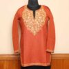 Rustic Orange Kashmiri Short Cotton Kurti with Aari Design | Pahalgam Collection