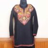 Kashmiri Chinar Aari Work Black Short Kurti in Ruby Cotton | Pahalgam Collection