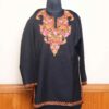 Black Short Cotton Kurti with Kashmiri Aari Motifs | Pahalgam Collection