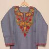 Long Chinari Aari Worked Grey Cotton Kurti | Pahalgam Collection