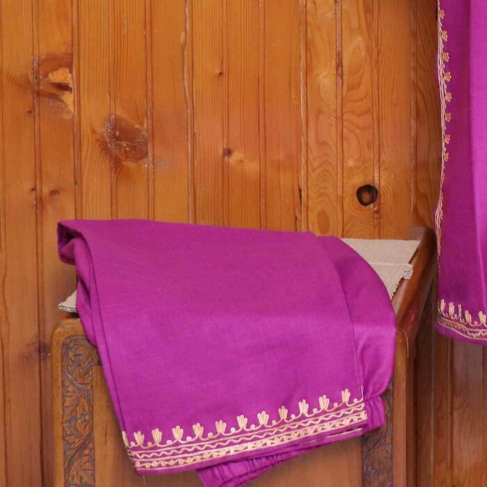 Light Purple Kashmiri Co-ord Set in Ruby Cotton with Aari Detailing | Pahalgam Collection - Image 4