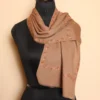 Classic Beige Aari Embroidered Muffler from Srinagar