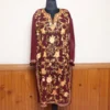 Elegant Aari Worked Wine Georgette Kurti from Kashmir - Gulbanoo Collection