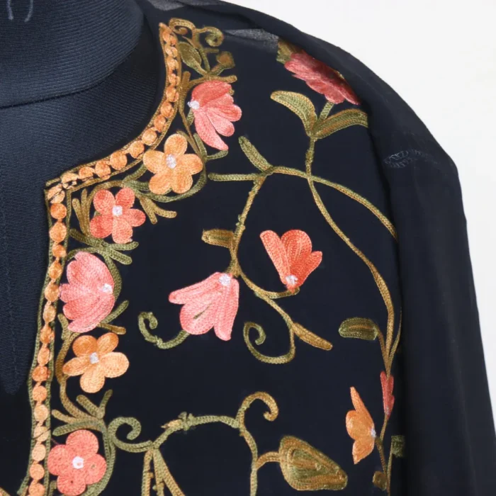 Black All Over Aari Work Georgette Kurti with Kashmiri Elegance – Gulbanoo Collection - Image 3