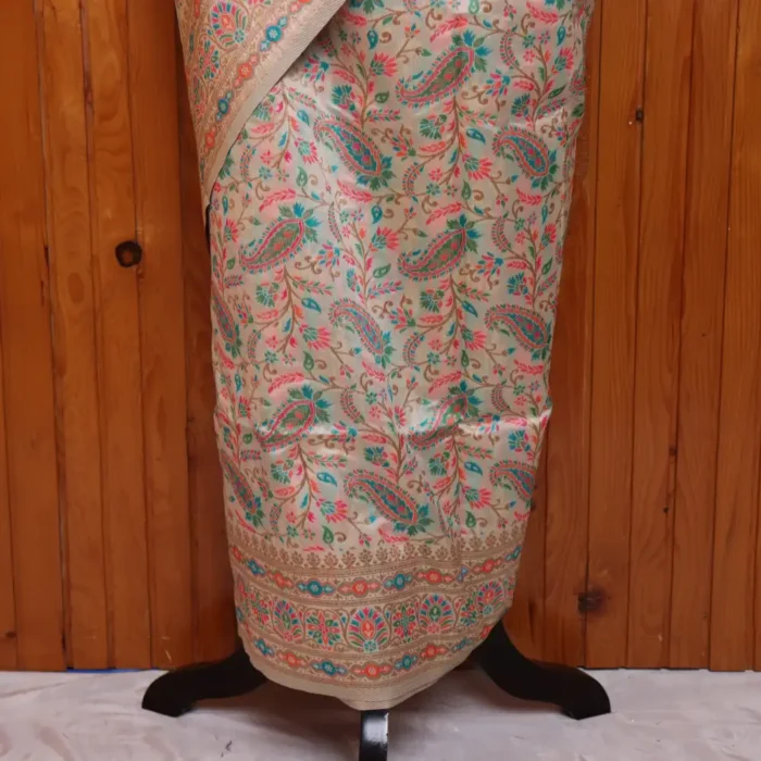 Cream Kashmiri Kani Saree with Lokut Badami Design - Salma - Image 6