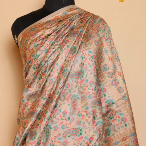 Cream Kashmiri Kani Saree with Lokut Badami Design - Salma
