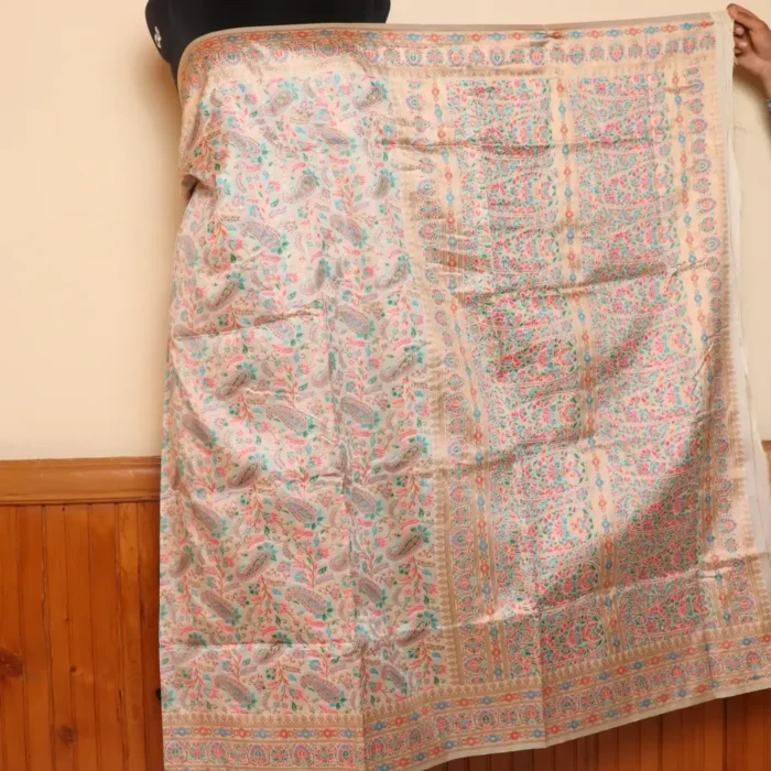 Cream Kashmiri Kani Saree with Lokut Badami Design - Salma - Image 7