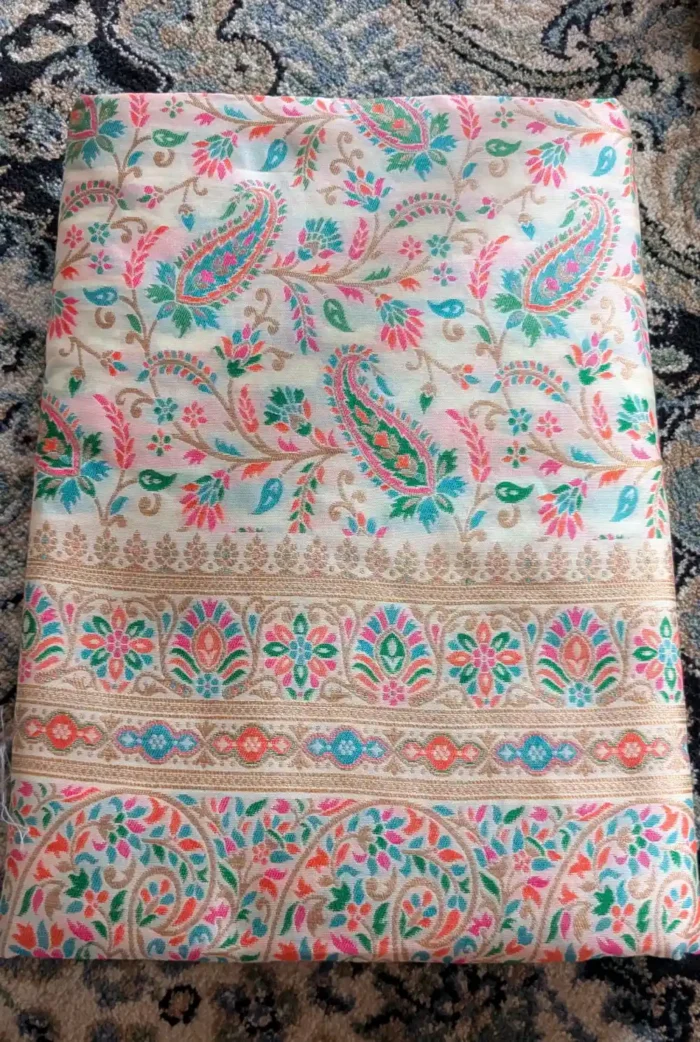 Cream Kashmiri Kani Saree with Lokut Badami Design - Salma - Image 2