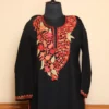 Black Long Ruby Cotton Kurti with Kashmiri Aari Work | Pahalgam Collection