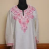 Elegent Long White Cotton Kurti - Aari Embroidered | Pahalgam Collection