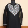 Kashmiri Beautiful Long Black Chinari Kurti in Cotton with Aari Embroidery | Pahalgam Collection