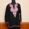 Kashmiri Black Aari Embroidered Short Ruby Cotton Kurti | Pahalgam Collection