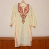 Kashmiri Pastel Yellow  Cotton Kurti with Aari Work | Pahalgam Collection