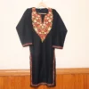 Aari Embroidered Black Long Cotton Kurti from Kashmir | Pahalgam Collection