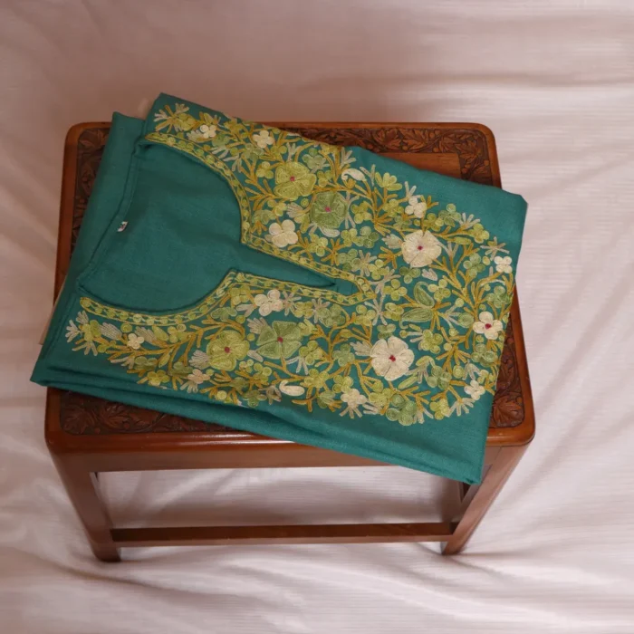 Aari Embroidered Green Long Cotton Kurti | Pahalgam Collection - Image 2