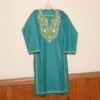 Aari Embroidered Green Long Cotton Kurti | Pahalgam Collection