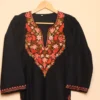 Long Black Ruby Cotton Kashmiri Kurti with Chinari Aari Details | Pahalgam Collection