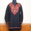 Elegant Aari Work Black Short Kashmiri Chinari Cotton Kurti | Pahalgam Collection