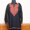 Kashmiri Short Black Ruby Cotton Kurti with Badaami Aari Work | Pahalgam Collection